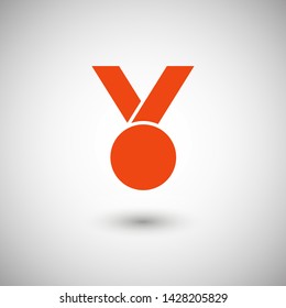 Medal icon, web design. Medal of honor vector illustration icon. Symbol medal ribbon. Vector award logo