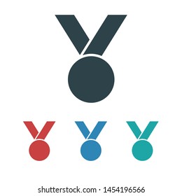 Medal icon, web design. Medal of honor vector illustration icon. Symbol medal ribbon. Vector award logo