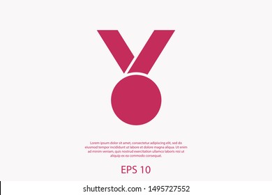 Medal icon, web design. Medal of honor vector illustration icon. Symbol medal ribbon. Vector award logo