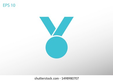 Medal icon, web design. Medal of honor vector illustration icon. Symbol medal ribbon. Vector award logo