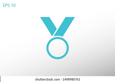 Medal icon, web design. Medal of honor vector illustration icon. Symbol medal ribbon. Vector award logo