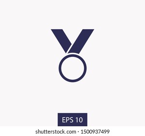 Medal icon, web design. Medal of honor vector illustration icon. Symbol medal ribbon. Vector award logo