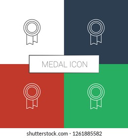 medal icon white background. Editable line medal icon from fitness. Trendy medal icon for web and mobile.