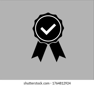 Medal icons are approved or certified in flat designs, vector illustrations. black background