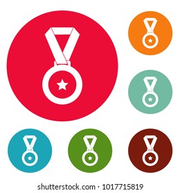 Medal icons circle set vector isolated on white background