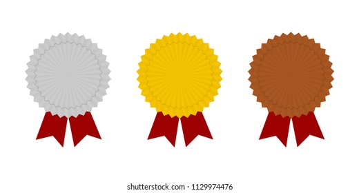 Medal icons. Gold, Silver and Bronze medal icons. Champion medals