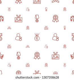 medal icons pattern seamless white background. Included editable outline medal with star, badge, man with medal, number st place star icons. icons for web and mobile.