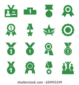 Medal icons set. set of 16 medal filled icons such as award, badge, 1st place star
