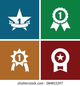 medal icons set. Set of 4 medal filled icons such as 