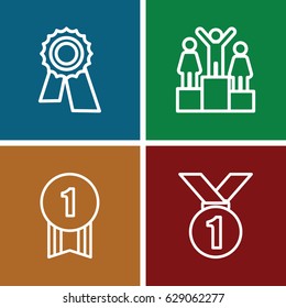 Medal icons set. set of 4 medal outline icons such as award