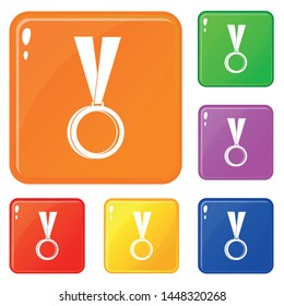 Medal icons set collection vector 6 color isolated on white background