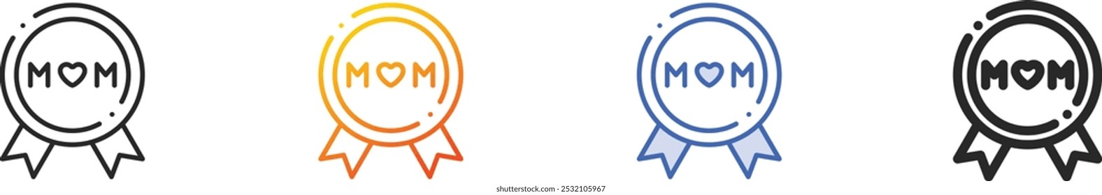 icono de medalla. Diseño lineal delgado, degradado, trazo azul y estilo audaz aislado sobre fondo blanco
