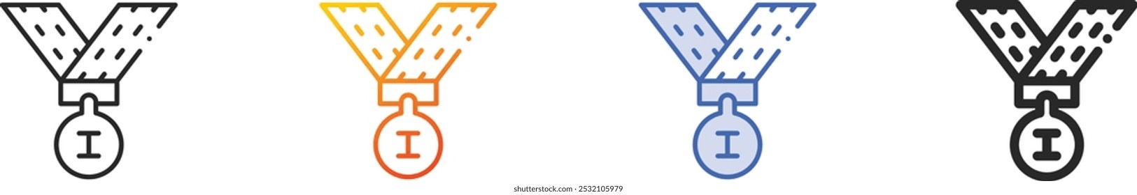 ícone de medalha.Linear fino, gradiente, traço azul e negrito Design de estilo isolado no fundo branco