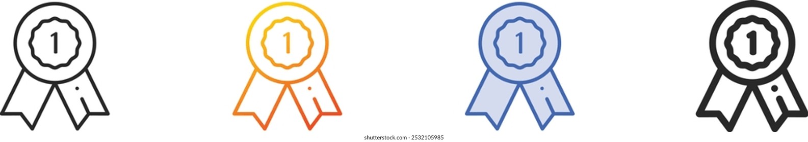 medal icon.Thin Linear, Gradient, Blue Stroke and bold Style Design Isolated On White Background