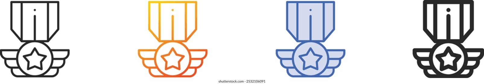 medal icon.Thin Linear, Gradient, Blue Stroke and bold Style Design Isolated On White Background