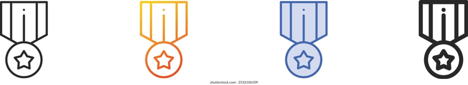 medal icon.Thin Linear, Gradient, Blue Stroke and bold Style Design Isolated On White Background