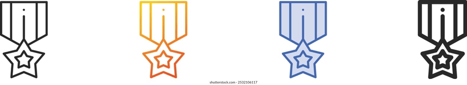 medal icon.Thin Linear, Gradient, Blue Stroke and bold Style Design Isolated On White Background