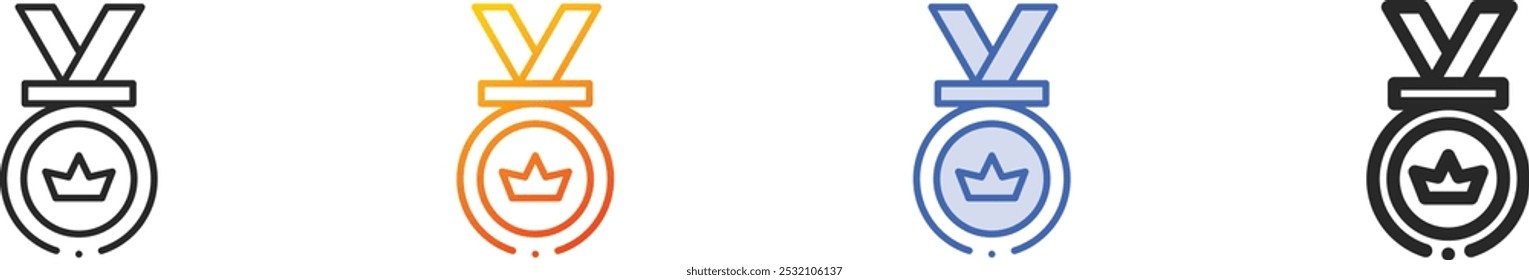 medal icon.Thin Linear, Gradient, Blue Stroke and bold Style Design Isolated On White Background
