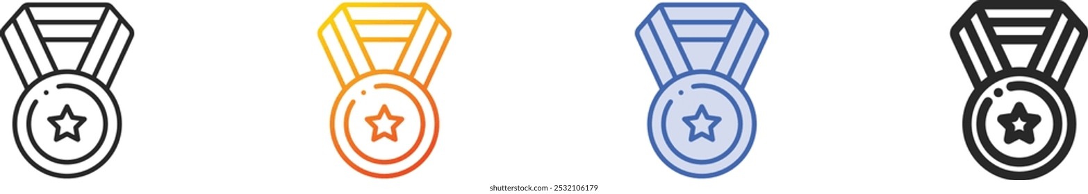 medal icon.Thin Linear, Gradient, Blue Stroke and bold Style Design Isolated On White Background