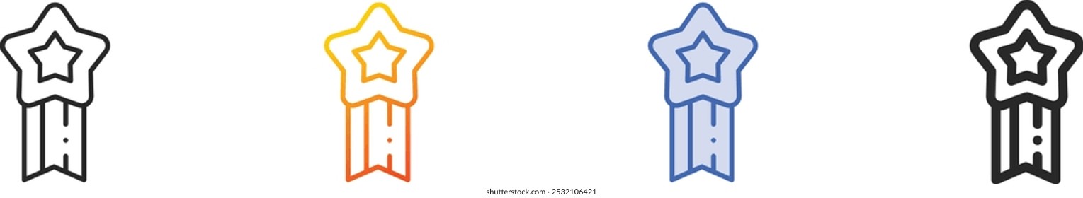 medal icon.Thin Linear, Gradient, Blue Stroke and bold Style Design Isolated On White Background