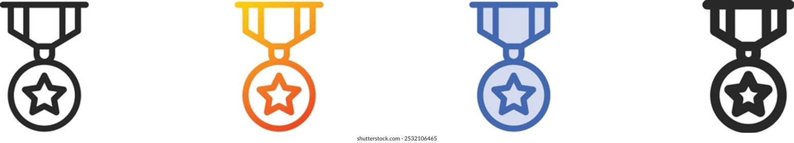 medal icon.Thin Linear, Gradient, Blue Stroke and bold Style Design Isolated On White Background