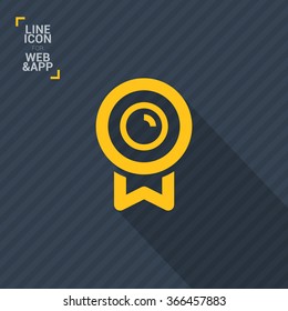 Medal isolated minimal single flat linear icon for application and info-graphic. Award line vector icon for websites and mobile minimalistic flat design.