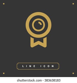 Medal isolated minimal single flat linear icon for application and info-graphic. Award line vector icon for websites and mobile minimalistic flat design.