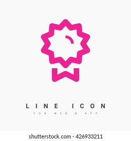 Medal isolated minimal single flat linear icon for application and info-graphic. Award line vector icon for websites and mobile minimalistic flat design.