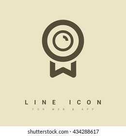 Medal isolated minimal single flat linear icon for application and info-graphic. Award line vector icon for websites and mobile minimalistic flat design.