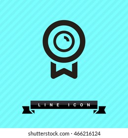 Medal isolated minimal single flat linear icon for application and info-graphic. Award line vector icon for websites and mobile minimalistic flat design.
