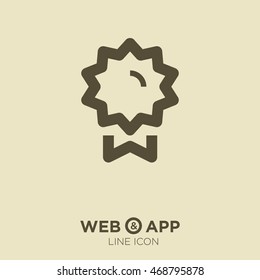 Medal isolated minimal single flat linear icon for application and info-graphic. Award line vector icon for websites and mobile minimalistic flat design.