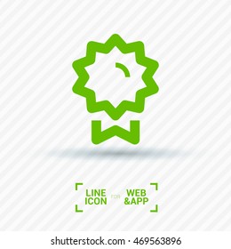 Medal isolated minimal single flat linear icon for application and info-graphic. Award line vector icon for websites and mobile minimalistic flat design.