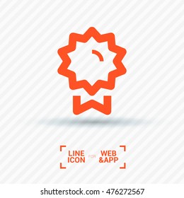 Medal isolated minimal single flat linear icon for application and info-graphic. Award line vector icon for websites and mobile minimalistic flat design.