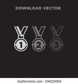 Medal isolated vector icon on black background