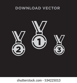 Medal isolated vector icon on black background