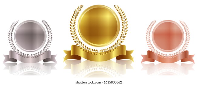 Medal Laurel Gold Ribbon Icon