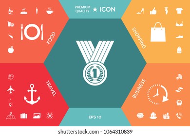 Medal with Laurel wreath. Icon