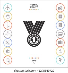 Medal with Laurel wreath icon. Graphic elements for your design