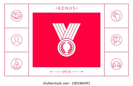 Medal with Laurel wreath, icon. Graphic elements for your design