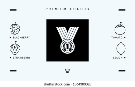 Medal with Laurel wreath icon. Graphic elements for your design