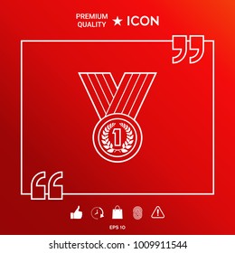 Medal with Laurel wreath. Line icon