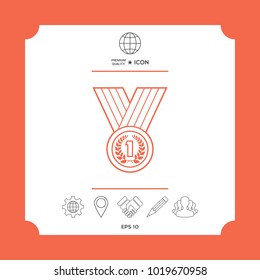 Medal with Laurel wreath. Line icon