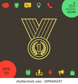 Medal with Laurel wreath. Line icon