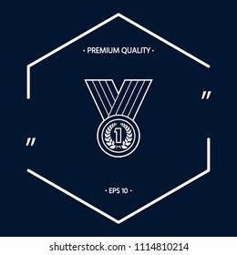 Medal with Laurel wreath. Line icon