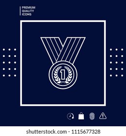 Medal with Laurel wreath. Line icon