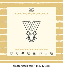 Medal with Laurel wreath. Line icon