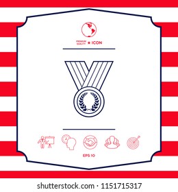 Medal with Laurel wreath, line icon