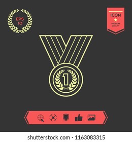 Medal with Laurel wreath. Line icon