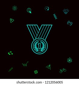 Medal with Laurel wreath. Line icon