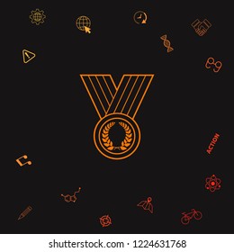 Medal with Laurel wreath, line icon. Graphic elements for your design